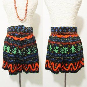 Vintage '70s Funky Tribal High Waist Belted Shorts